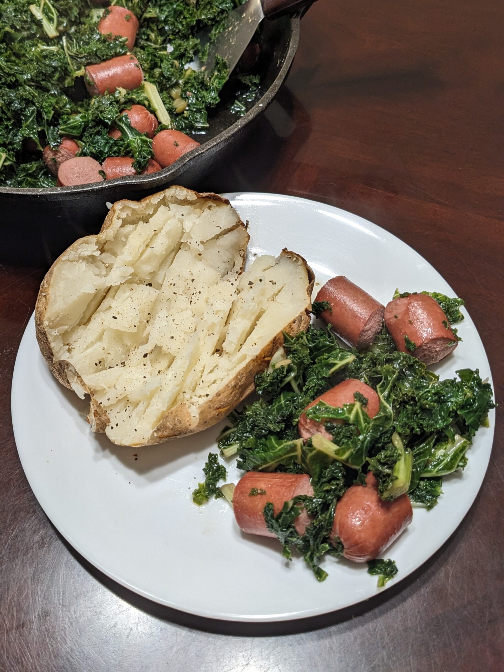 Easy Hot Dogs & Kale