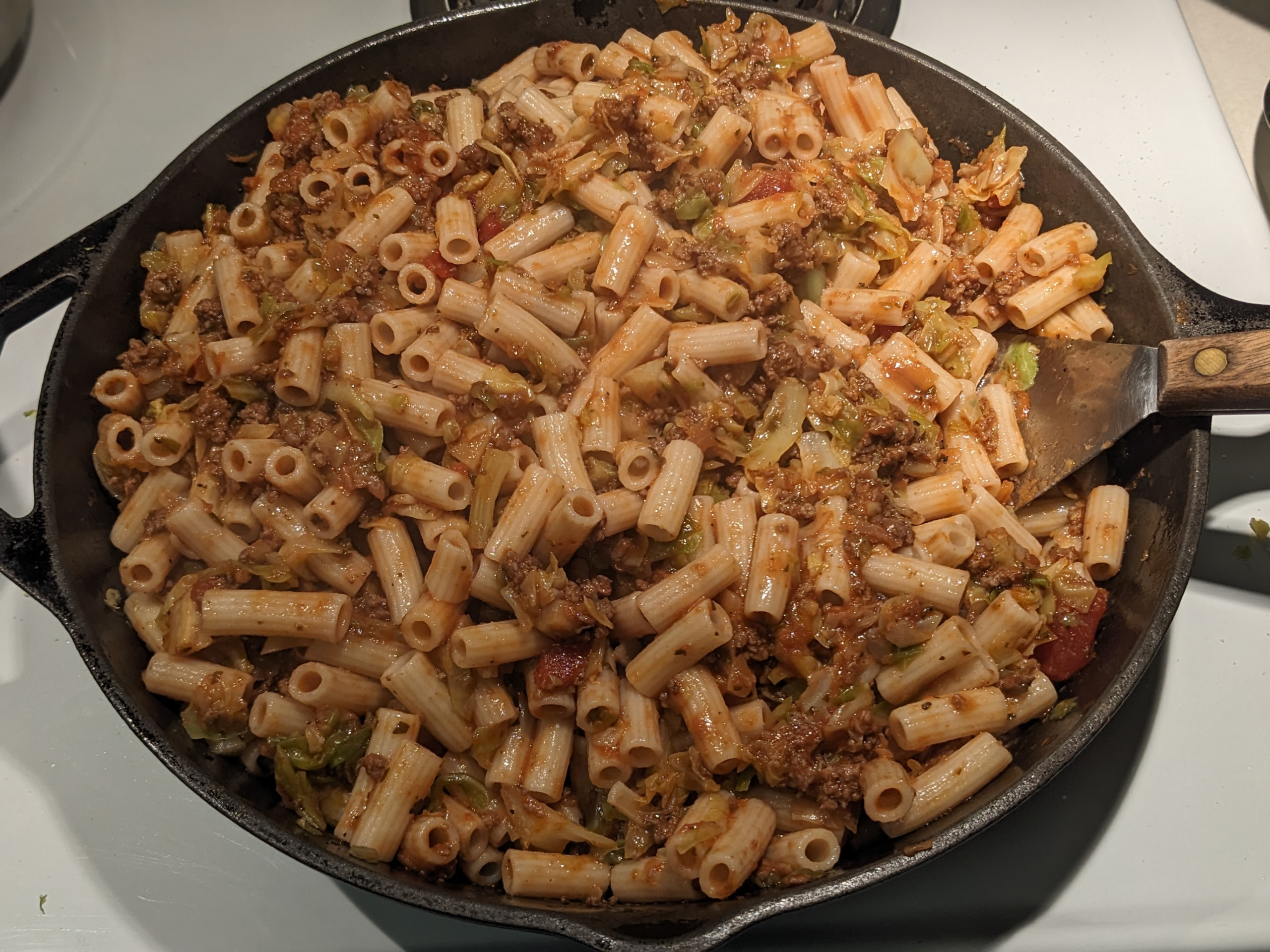Surprisingly Easy Beef & Cabbage Pasta Skillet