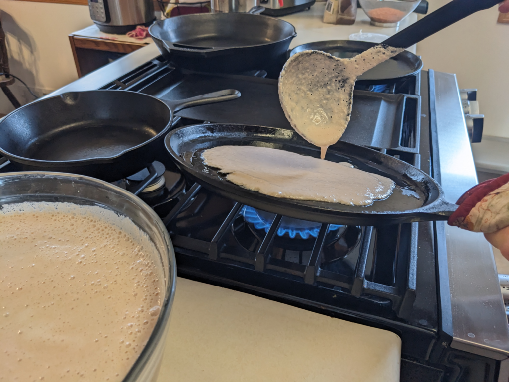 Cooking the pancakes
