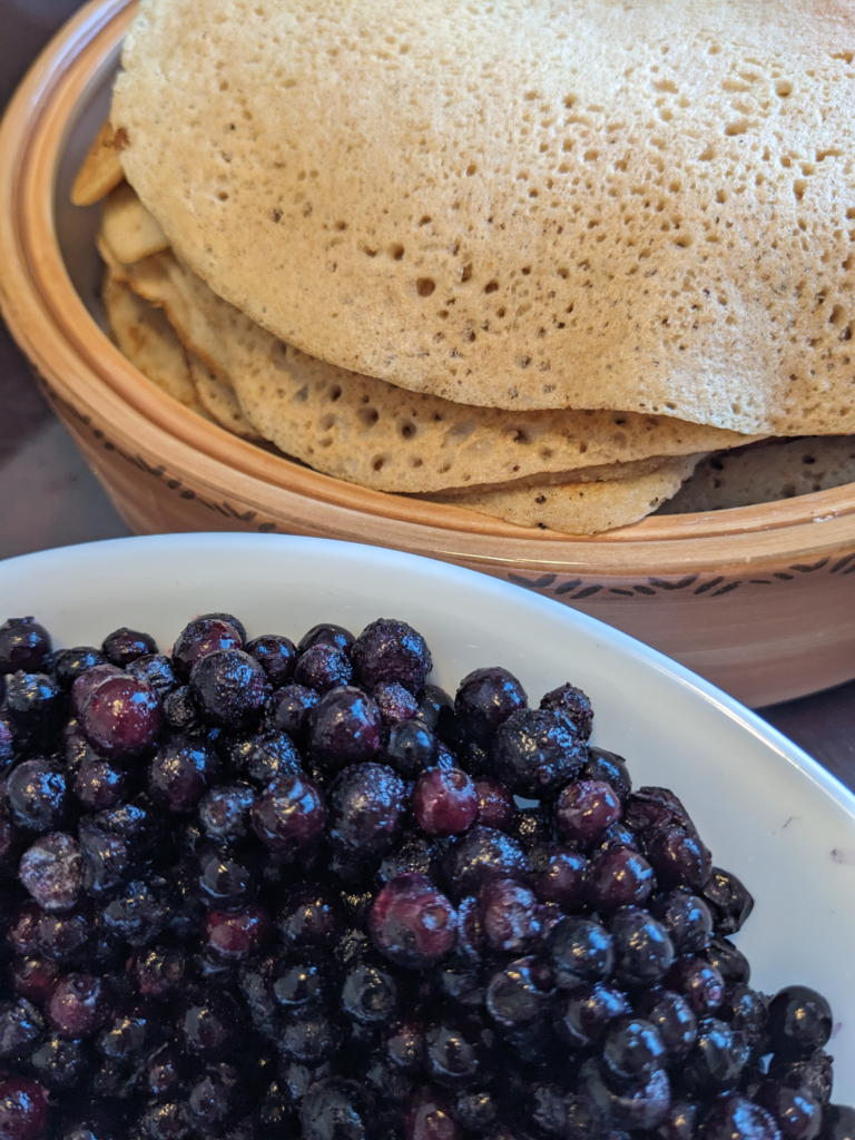 Pancakes and blueberries